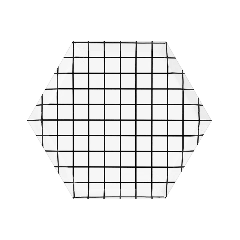 7.5" Grid Hexagon Paper Plates by Celebrate It