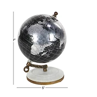 7" Black Marble & Metal Modern Globe