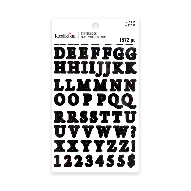 Black, Gold, Silver & White Classic Letter & Number Stickers by Recollections™