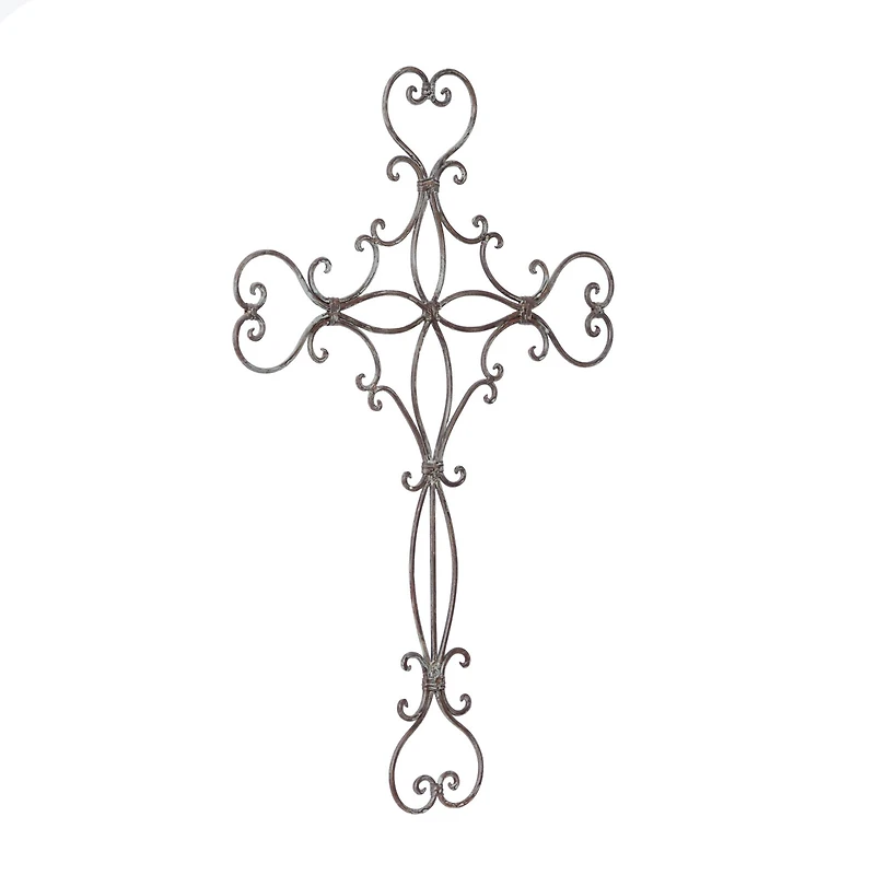 Black Metal Scroll Cross Wall Decor 19" x 0" x 29"