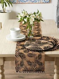 DII® Black Fern Print On Natural Jute Table Runner 14x72