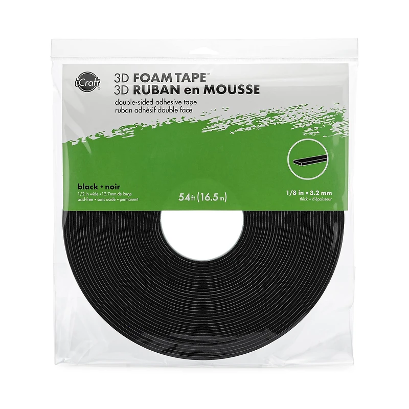 iCraft Black 3D Foam Tape™ Roll, 54ft.