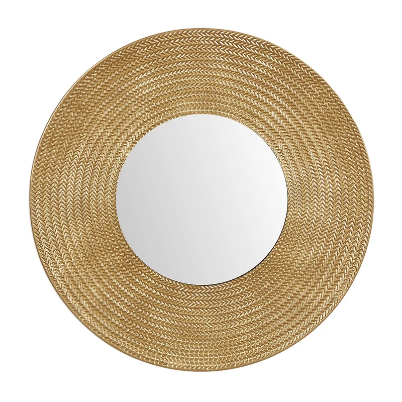36" Gold Metal Contemporary Wall Mirror