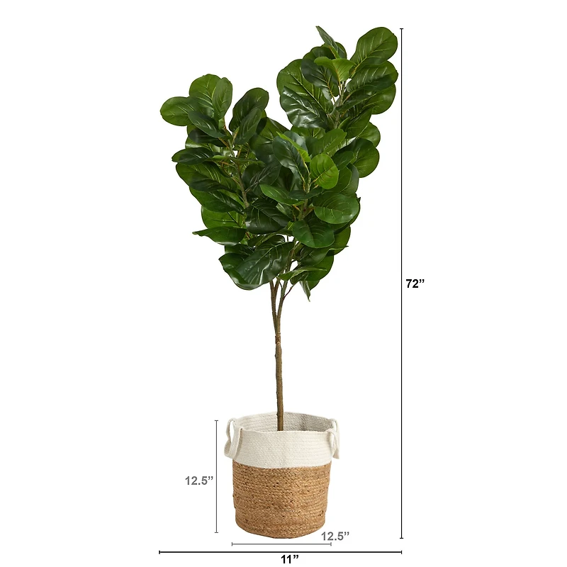 6ft. Fiddle Leaf Fig Artificial Tree in Handmade Natural Jute and Cotton Planter