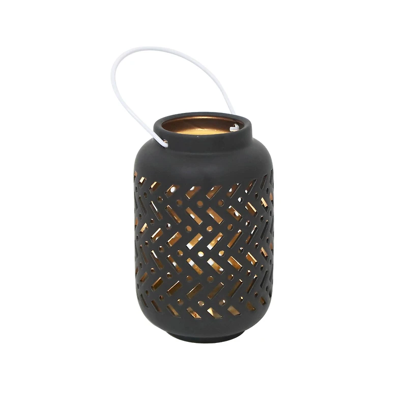 Flora Bunda® 7.5" Chevron LED Ceramic Lantern