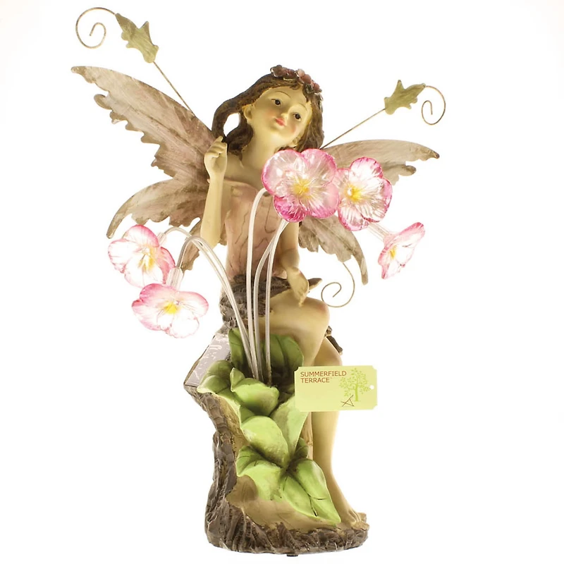 18" Peony Fairy Solar Statue