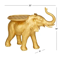 The Novogratz Gold Resin Eclectic Tray Elephant Sculpture, Set of  18" x 22" x 11"