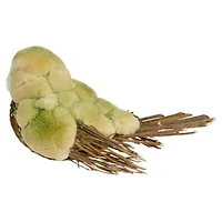 8.5" Green & Brown Autumn Harvest Tabletop Bird With Sequins