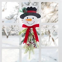 Glitzhome® 25" Greenery Snowman Door Hanger