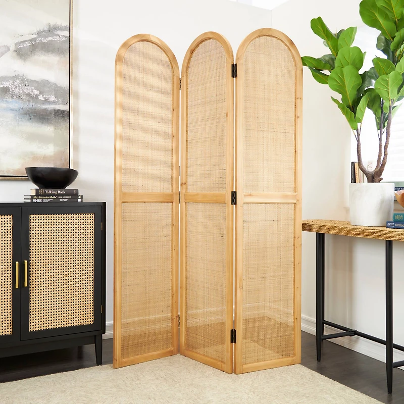 6ft. Brown Wood Room Divider Screen