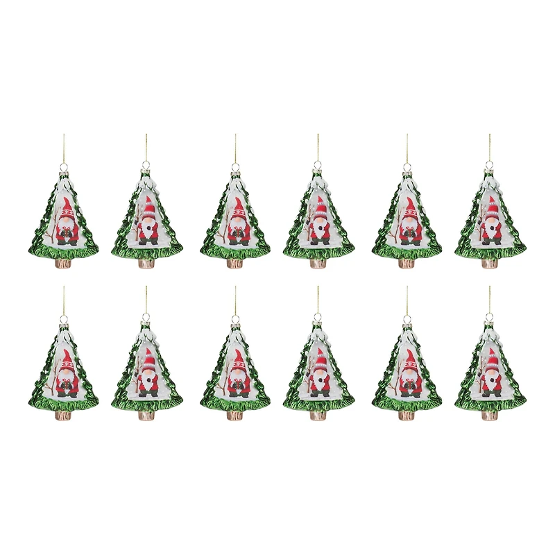 12ct. 6" Gnome Pine Tree Ornaments