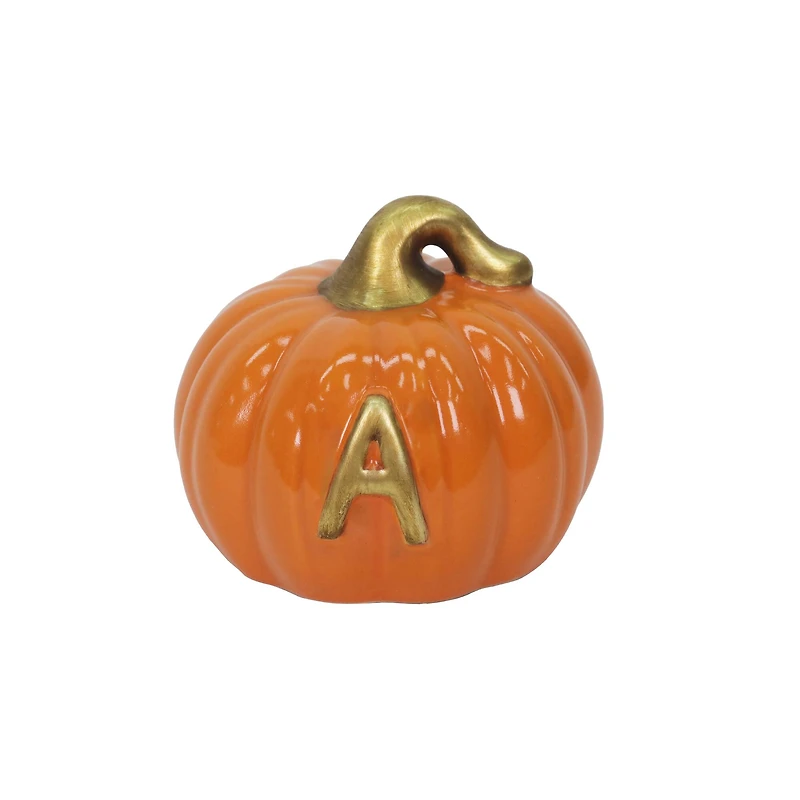 3" Ceramic Pumpkin Monogram Décor by Ashland