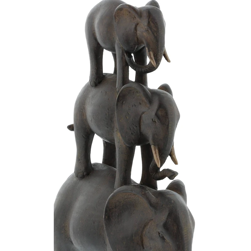 14" Brown Eclectic Elephant Sculpture