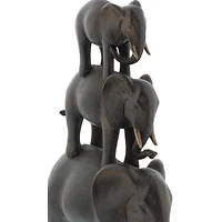 14" Brown Eclectic Elephant Sculpture