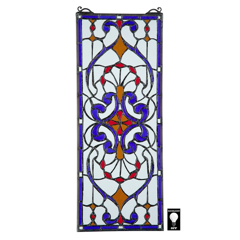Design Toscano 22.5" Hyde Street Tiffany-Style Stained Glass Window Hanging Décor 