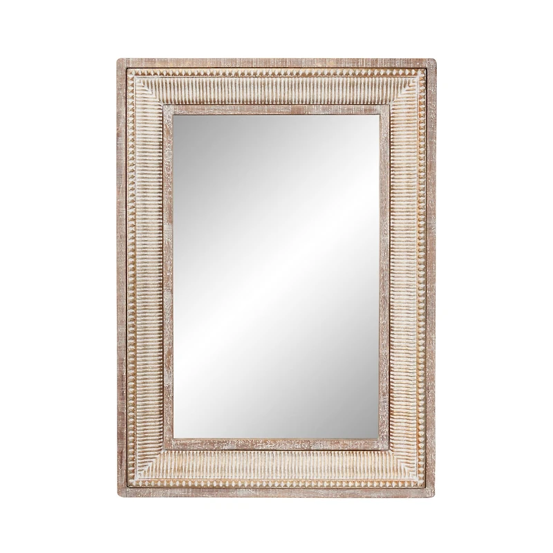43" Brown Farmhouse Metal Wall Mirror