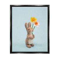 Stupell Industries Spring Bunny Floral Daffodils Floater Framed Art