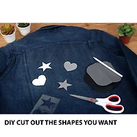 SINGER® Decorative Print & Solid DIY Iron-On Fabric Patch Kit with 2 Bonus Stencils