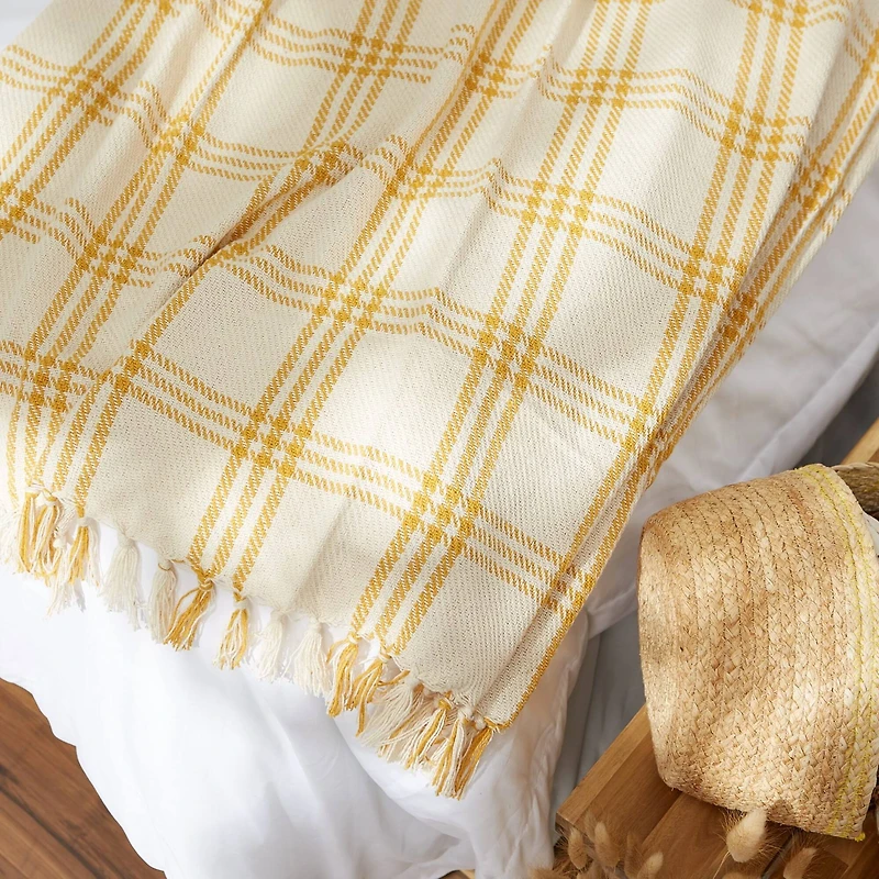 DII® Honey Gold Modern Farmhouse Plaid Throw