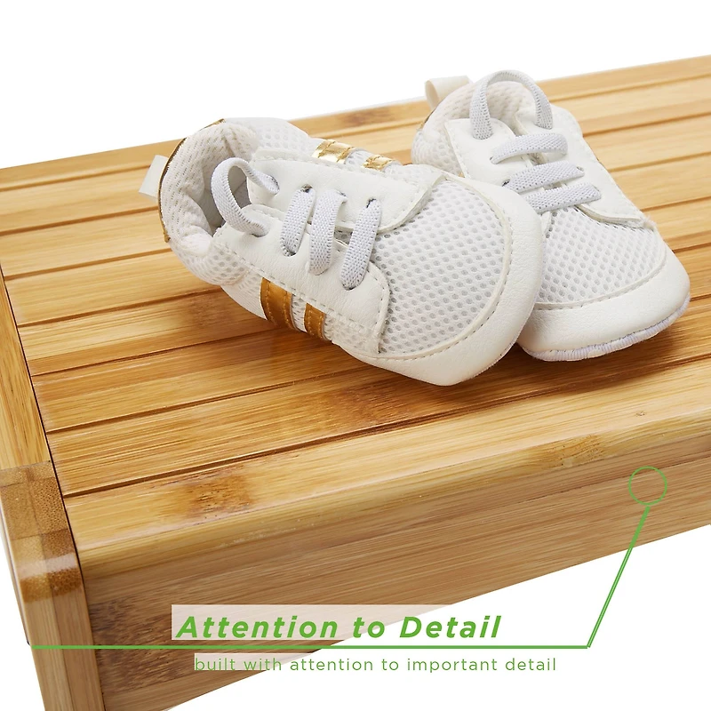 Mind Reader Brown Bamboo Kids Slip Resistant Height Booster Step Stool