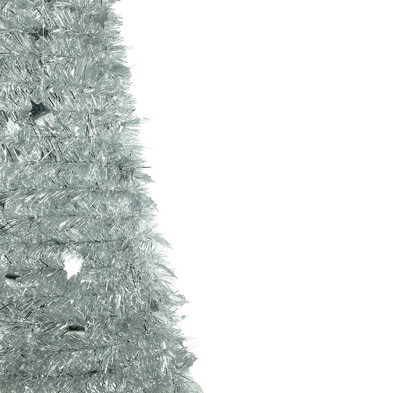 4ft. Unlit Silver Tinsel Pop-Up Artificial Christmas Tree