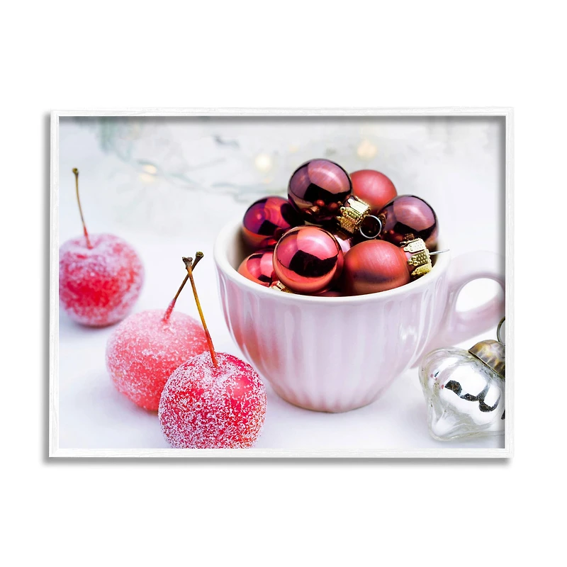 Stupell Industries Gleaming Red Christmas Ornaments Framed Giclee Art