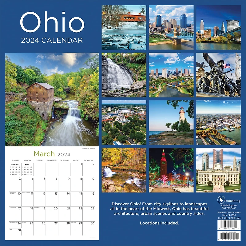 TF Publishing Ohio Wall Calendar