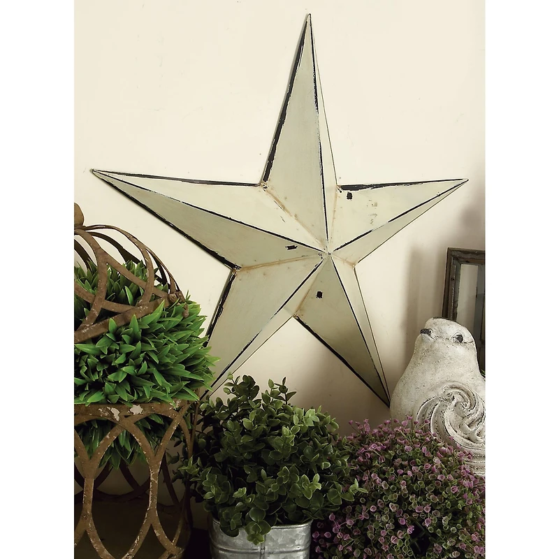 Cream Stars Rustic Metal Wall Decor Set
