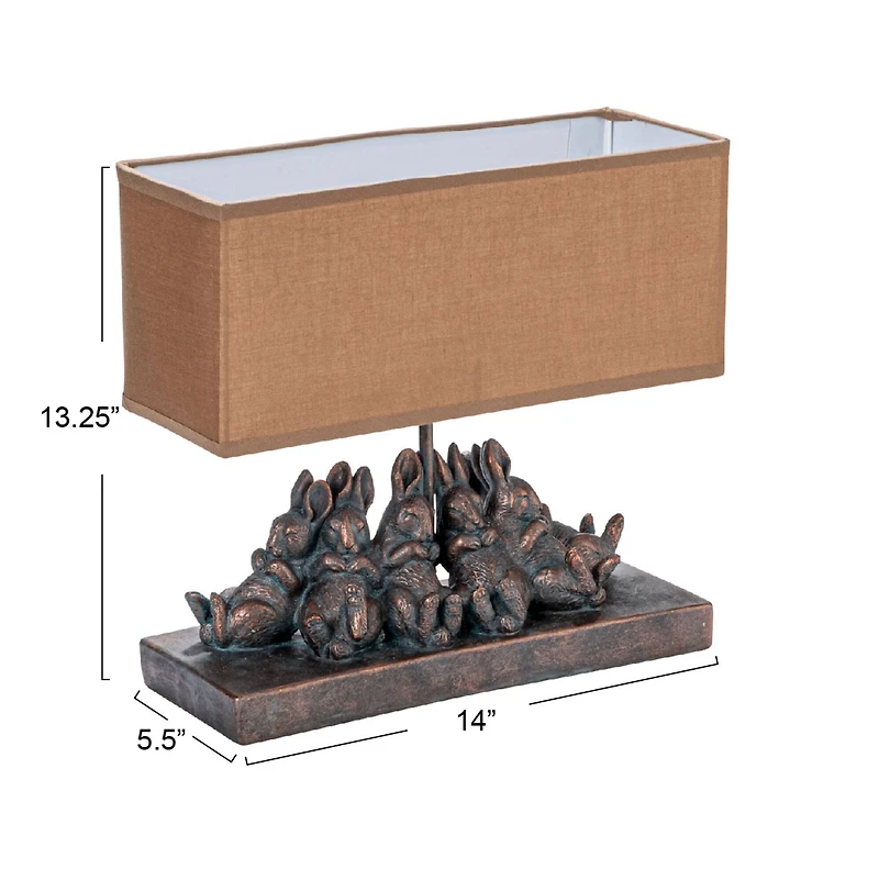 Hello Honey® 13" Rabbit Table Lamp with Rectangle Linen Shade