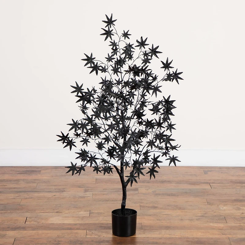 4ft. Artificial Halloween Eerie Black Maple Tree