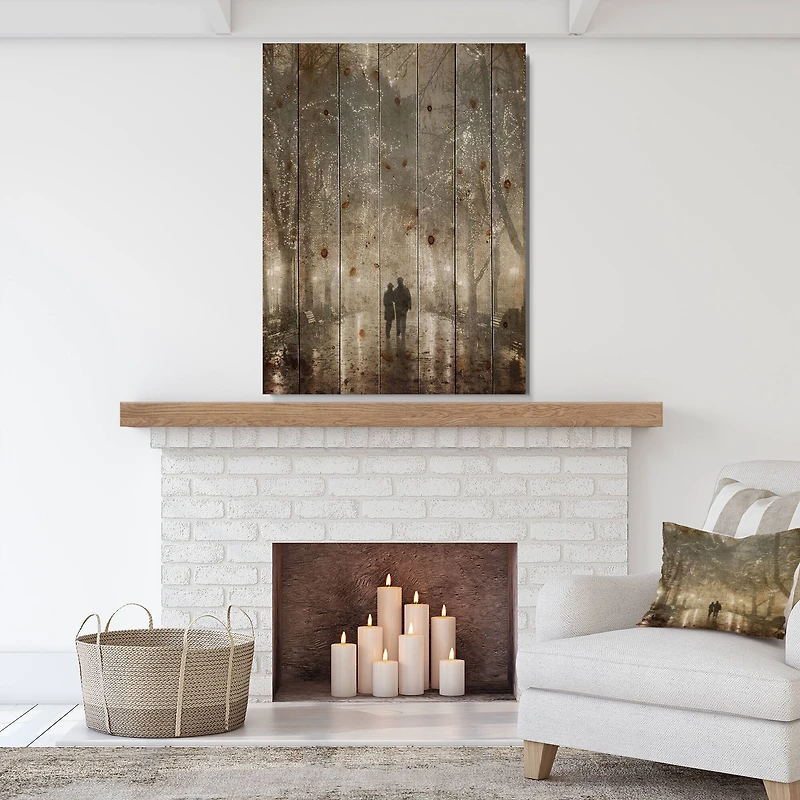 Designart - Couple Walking in Night Lights