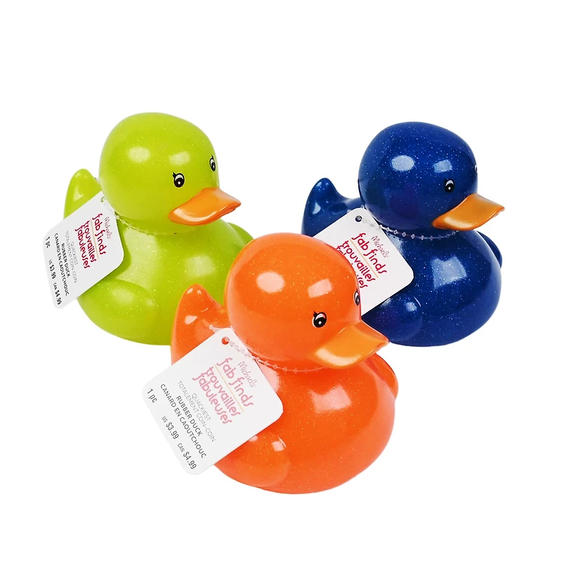 Assorted 4" Jelly Glitter Rubber Duck, 1pc. by Fab Finds