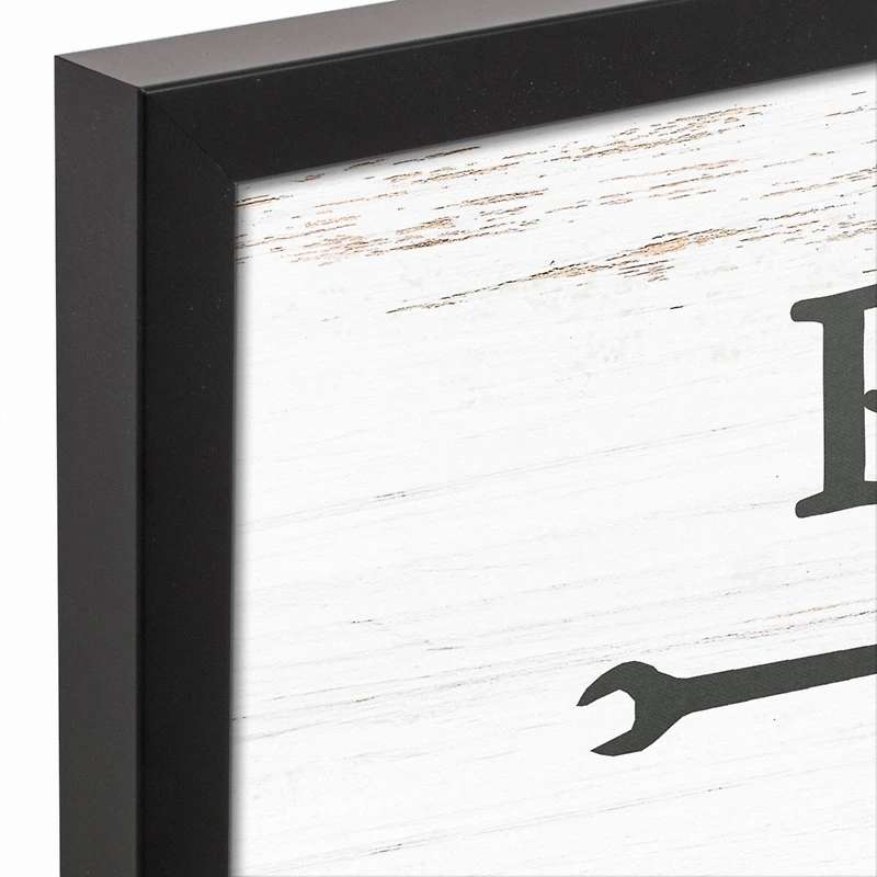 Papa Repair Shop Black Framed Canvas