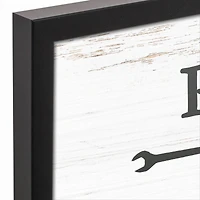 Papa Repair Shop Black Framed Canvas