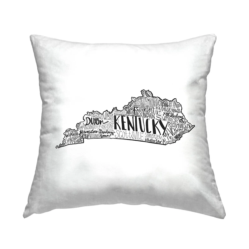 Stupell Industries Kentucky State Shape Outline Cities Map Throw Pillow, 18" x 18"