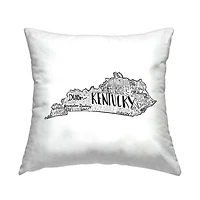 Stupell Industries Kentucky State Shape Outline Cities Map Throw Pillow, 18" x 18"