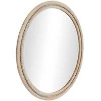 Brown Wood Beaded Frame Wall Mirror with Distressing 44" x 2" x 44"
