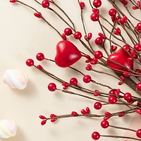 Glitzhome® 28" Valentine's Red Berry &Heart Picks Set