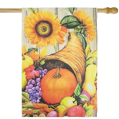 40" Cornucopia & Flowers Autumn Harvest Garden Flag