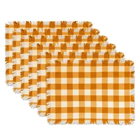 DII® Pumpkin Spice Heavyweight Check Fringed Placemat Set