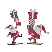12" Wood Santa with Presents Display Set