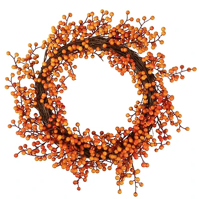 18" Red & Orange Berries Artificial Fall Harvest Twig Wreath