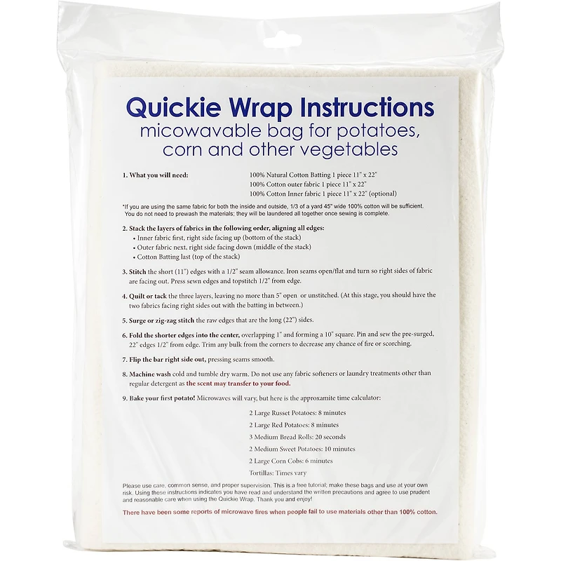 Bosal Katahdin Cotton Batting Quickie Wrap, 45" x 36"