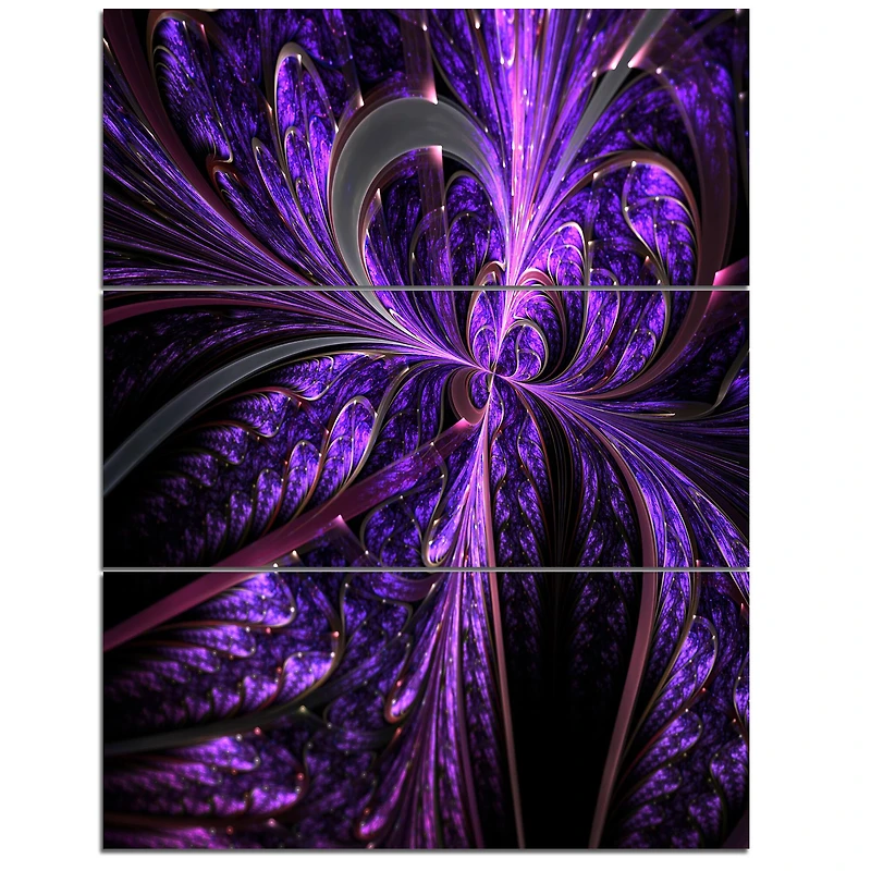 Designart - Embossed Dark Purple Floral Shapes