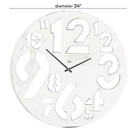 Silver Aluminum Contemporary Wall Clock, 24" x 24" x 2"