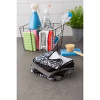 DII® Black Microfiber Damask Dishcloth Set