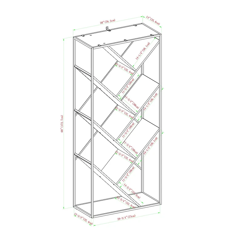 Walker Edison 68" Dark Walnut V Bookshelf