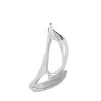 Set of 3 Silver Aluminum Coastal Sail Boat Sculpture, 12", 8", 7"