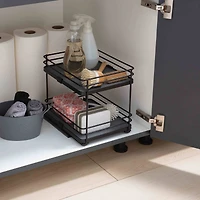 Organize It All Matte Black 2-Tier Slide Out Shelf Organizer