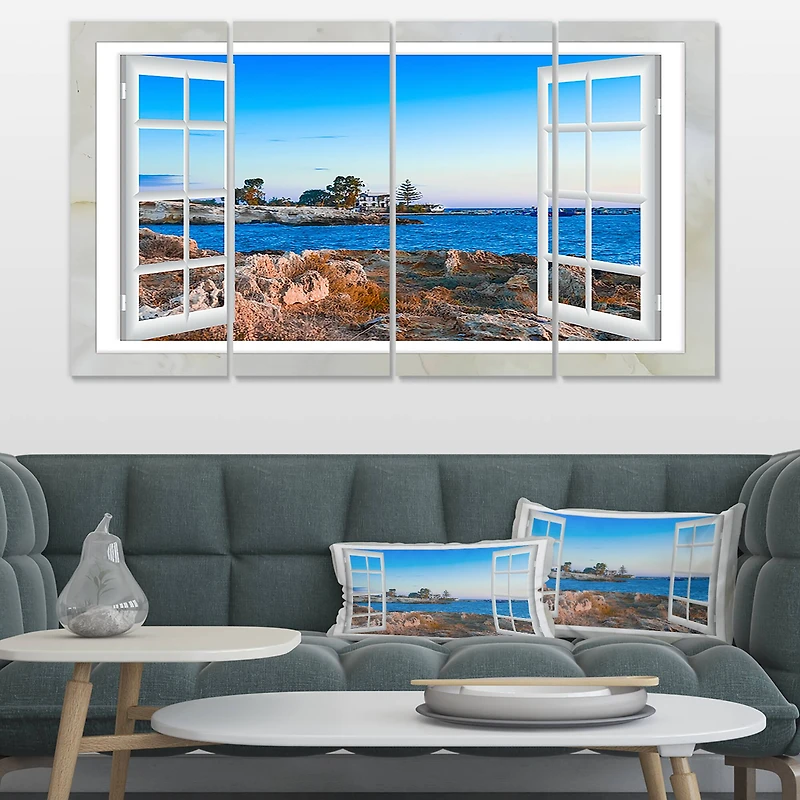 Designart - Open Window to Blue Seashore